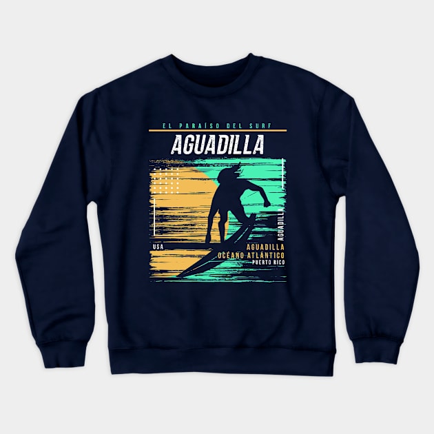 Retro Surfing Aguadilla, Puerto Rico // Vintage Surfer Beach // Surfer's Paradise Crewneck Sweatshirt by Now Boarding